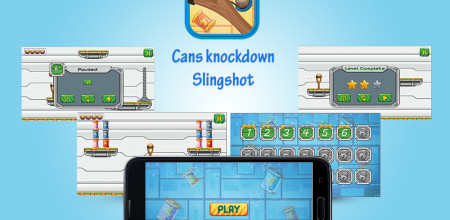 Cans knockdown : Slingshot